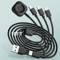 6in1 Multi Charging Cable for iWatch Charger 10FT USB A/C Fast Charging Cord Cable Compatible with iWatch Ultra/SE/9/8/7/6/5/4/3 & iPhone 16/15/14/13/12/11/GalaxyUniversal Travel Charger -Black