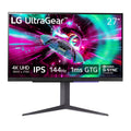 LG 27" UltraGear 4K UHD (3840x2160) Gaming Monitor 144Hz 1ms VESA DisplayHDR 400 G-SYNC and AMD FreeSync Premium HDMI 2.1 DisplayPort 4-Pole HP Out DTS HP:X Tilt/Height/Pivot Stand Black