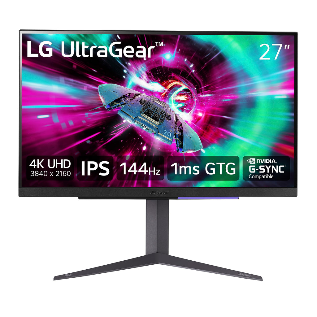 LG 27" UltraGear 4K UHD (3840x2160) Gaming Monitor 144Hz 1ms VESA DisplayHDR 400 G-SYNC and AMD FreeSync Premium HDMI 2.1 DisplayPort 4-Pole HP Out DTS HP:X Tilt/Height/Pivot Stand Black