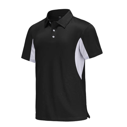 Mens Short Sleeve Polo Golf Shirts Quick Dry Fit Sport Golf Shirt Performance Moisture Wicking Polo Shirts for Men(12267-Black-XL)